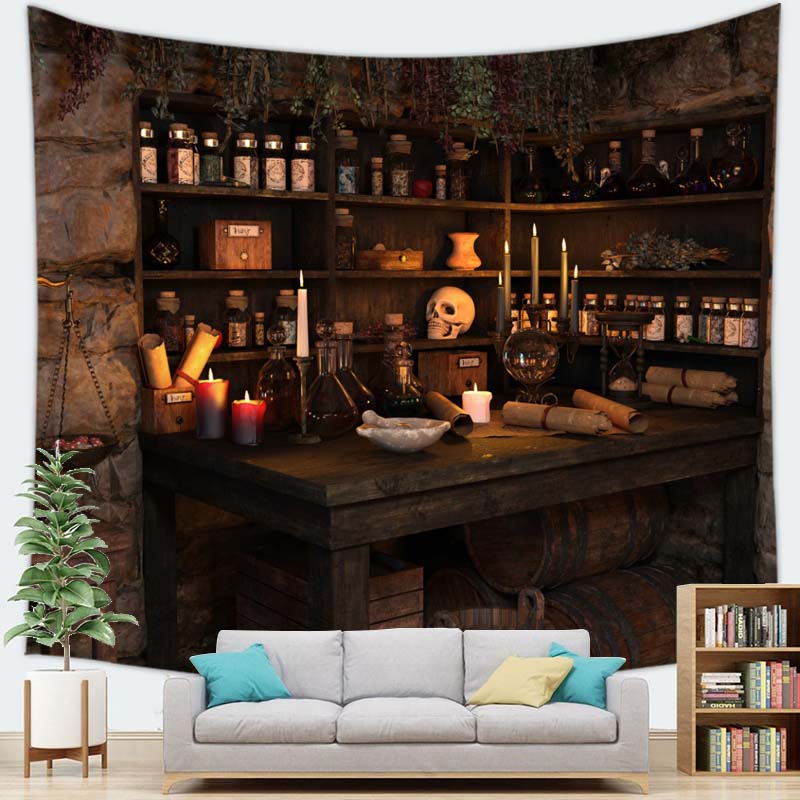 Home Decor Happy Halloween Tapestry Wall Hanging Devil Pumpkin Skull Decor Tapestry Party Tapestry 230x180cm Tapiz