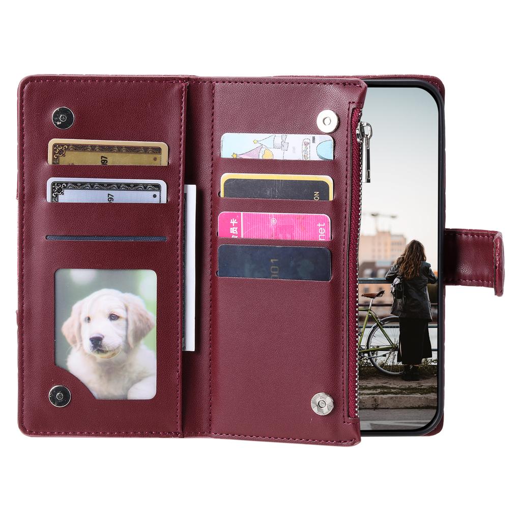 Style 012 for Xiaomi Redmi Note 13 4G Leather Wallet Case Rhombus Zipper Pocket Phone Cover