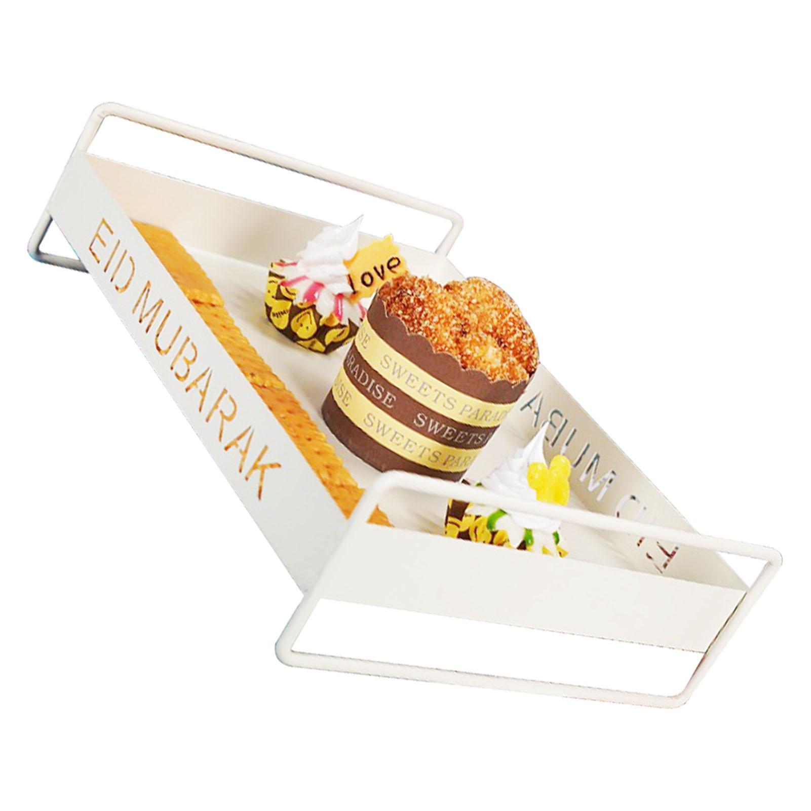 Белый поднос для сервировки в винтажном стиле с двойной ручкой — фото 2