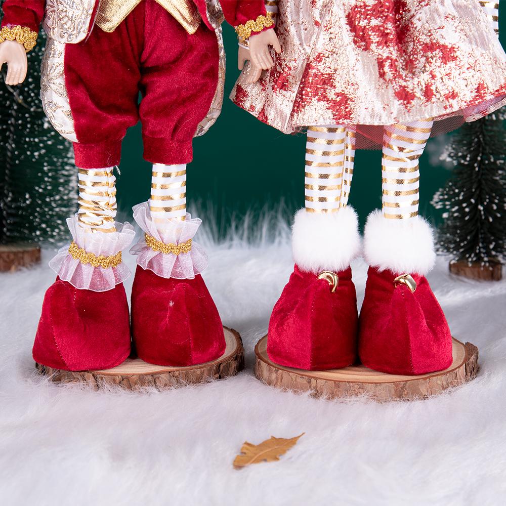 Red-Gold Retro Standing Christmas Jester Doll