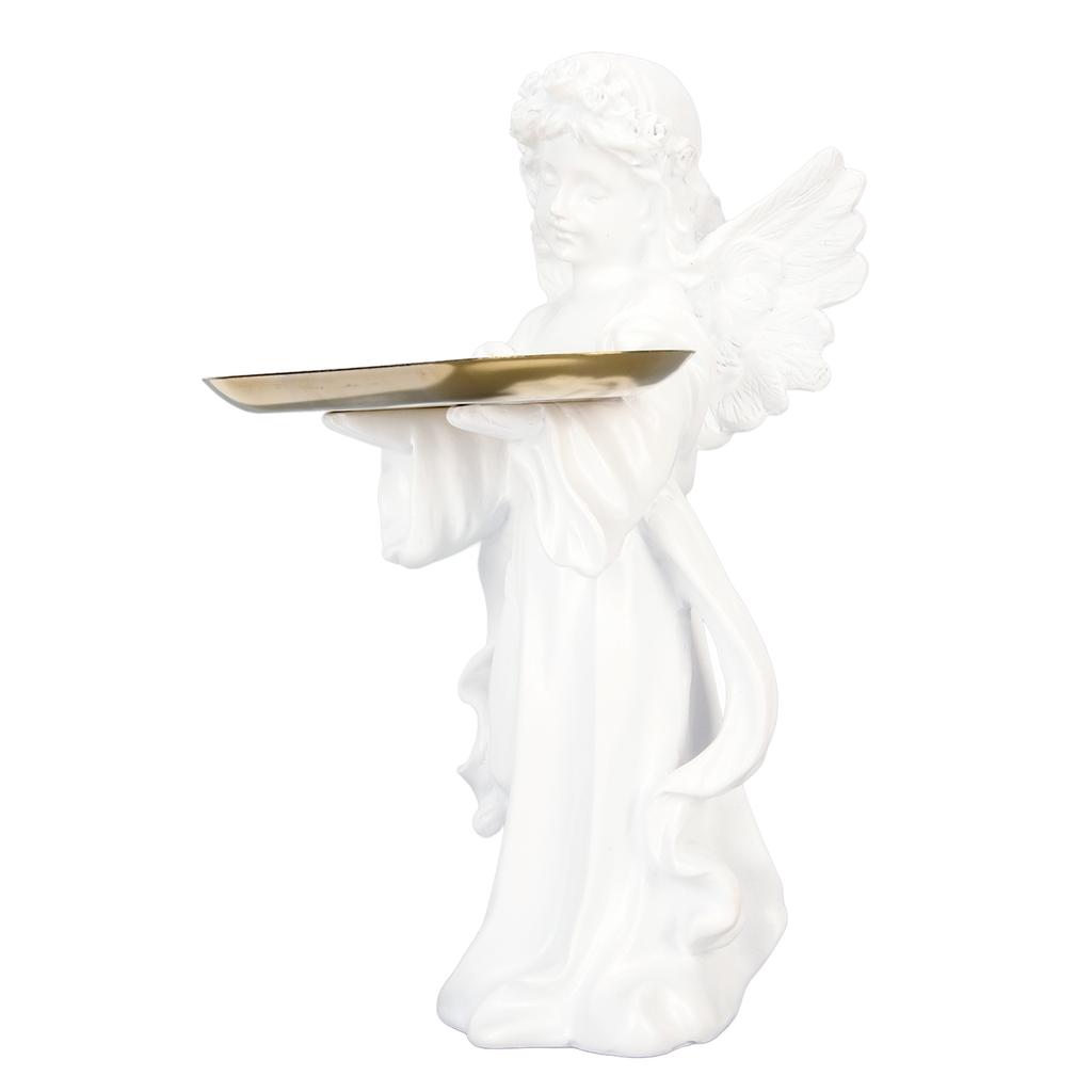 Baby-Engel-Statue mit Tablett-Design, 30 cm hoch, handgeschnitzt, detailreiche Engelsfigur aus Kunstharz für das Schlafzimmer