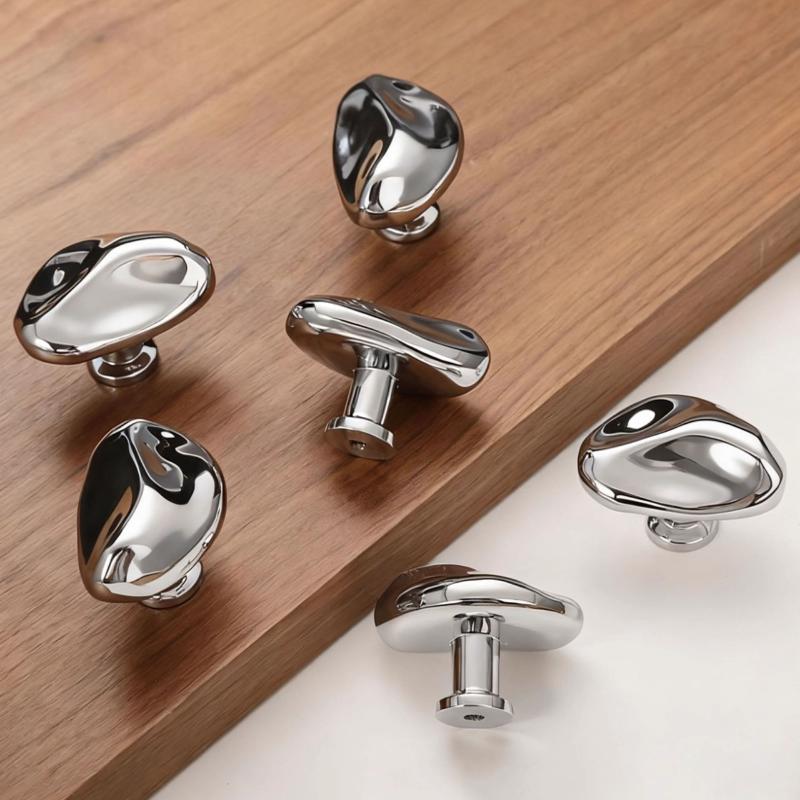 New 1Pcs Simple Wardrobe Door Drawer Cabinet Bright Silver Handle New Chinese Furniture Single Hole Small Handle