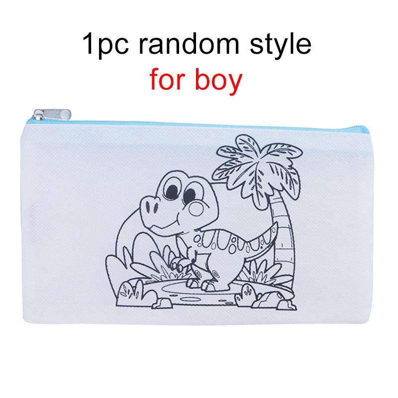 Pen Bag Non Woven Fabric Stationery Colored Zipper Bags Suitable for Children Graffiti Cartoon Pattern Portable Storage Bag TMZ
