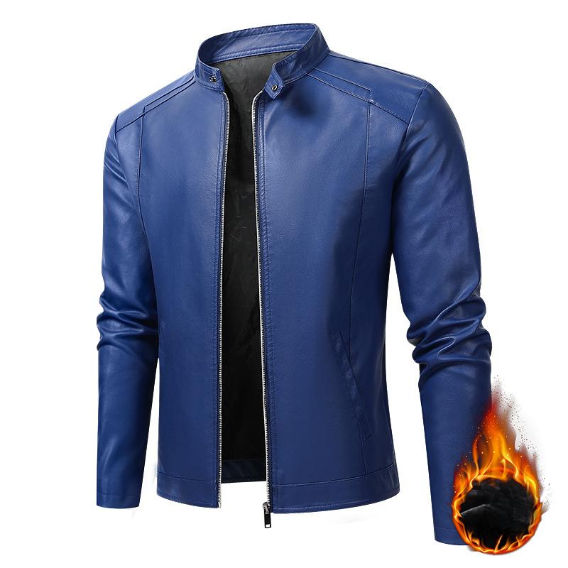 Men's Motorcycle Leather Jacket Autumn and Winter New Style Casual and Versatile Slim Fit Plus Velvet Thickened Large Size Leather Jacket