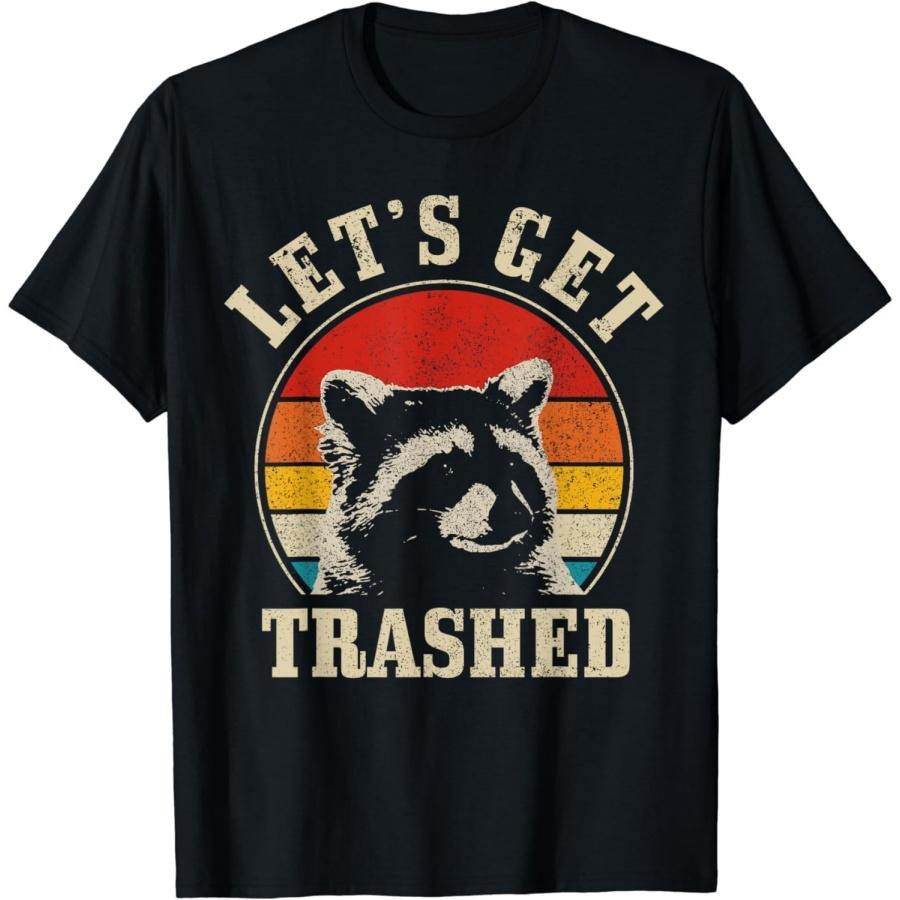 YYUUYUU Raccoon Let s Get Trashed Vintage Retro Racoon Funny T-Shirt XXXXXL чёрный