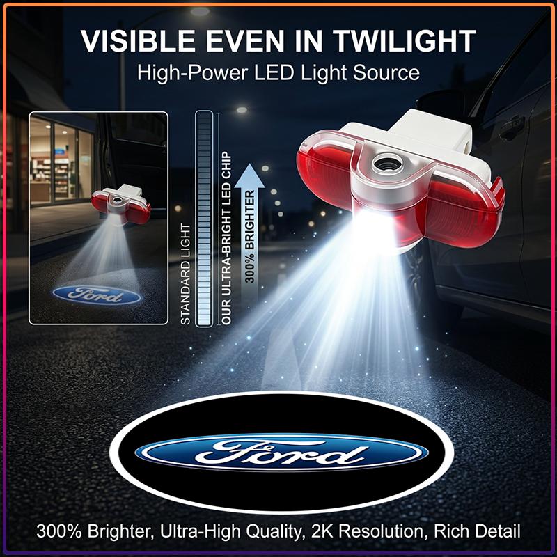 2pcs Car Door Welcome Lights Led Projector Lamp Auto Accessories For Ford Focus Mondeo Kuga Fiesta MK7 Escort Explorer Edge 2 4 MK2