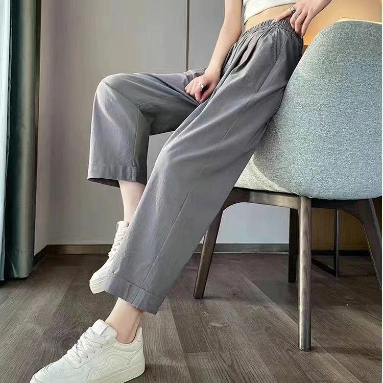 

Ice Silk Cool Women s Summer Wide-Leg High-Waisted Quick-Dry Slimming Pants with Sun Protection 2XL (130-150 jin) серый