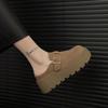 Frosted thick-soled inner height-increasing women's shoes, spring and autumn half-towing bag head, one foot pedaling lazy slippers