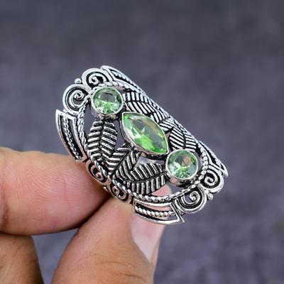 Natural Tsavorite Gemstone Handmade 925 Sterling Silver Jewelry Ring Size 6 K6h10