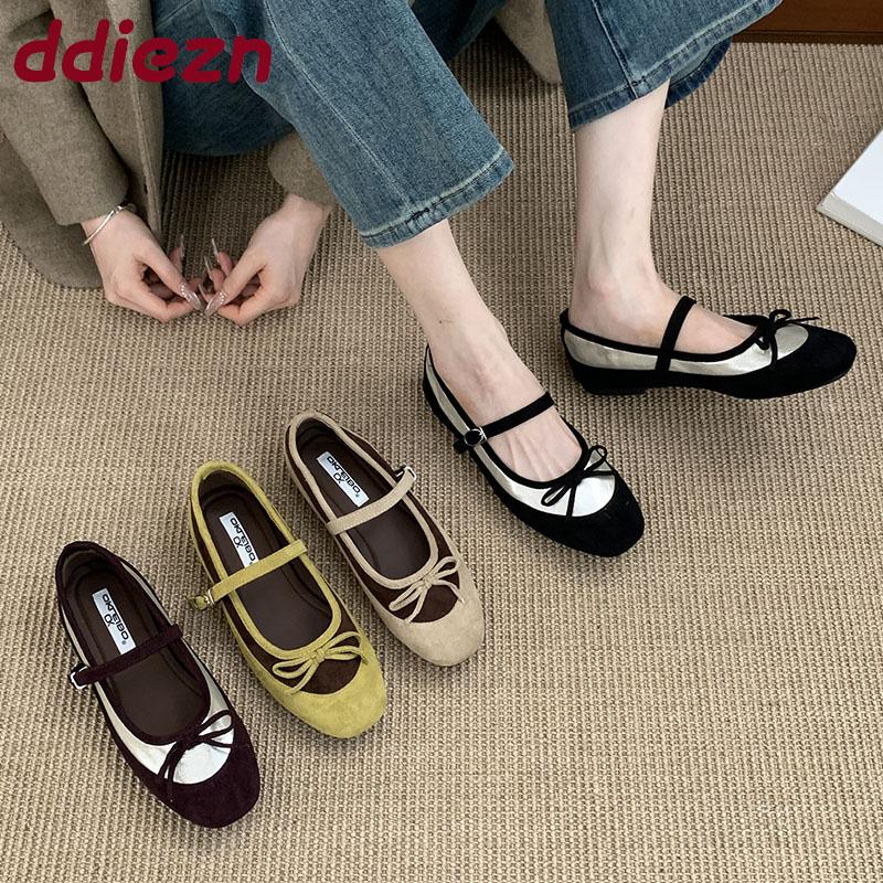 Fashion Fashion Round Toe Ladies Flats With Shoes Mixed Colors Female Shallow Footwear Buckle Women Mary Janes Shoes New