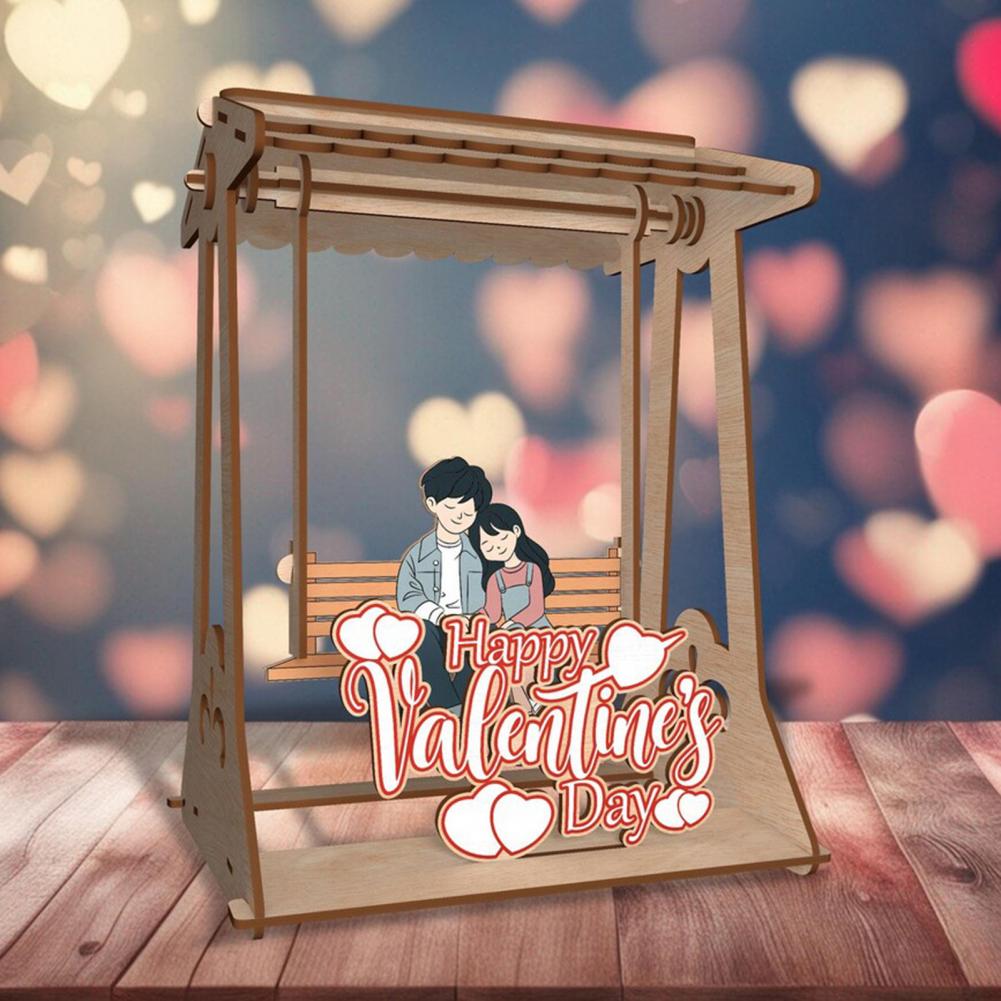 Valentine’s Day Wood Decoration Rustic Swing Chair Couple Ornament Handmade Farmhouse Table Sign Valentine's Day Anniversary