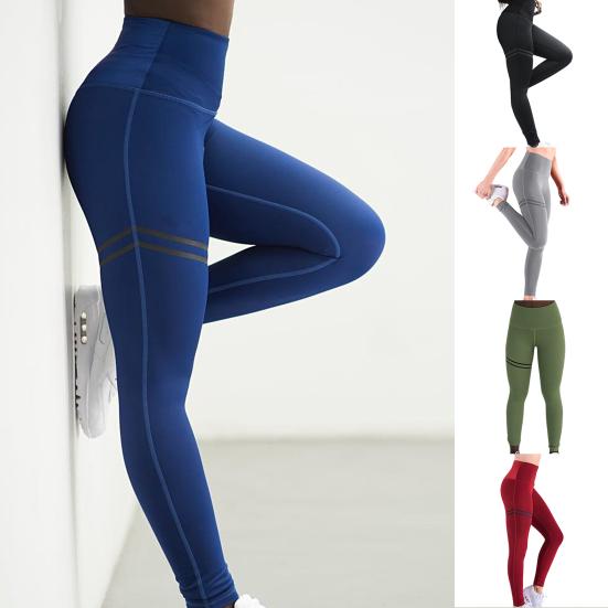 Calças Leggings de Treino Sem Costura de Cintura Alta para Levantamento de Quadril para Mulheres Listradas Calças de Ginástica