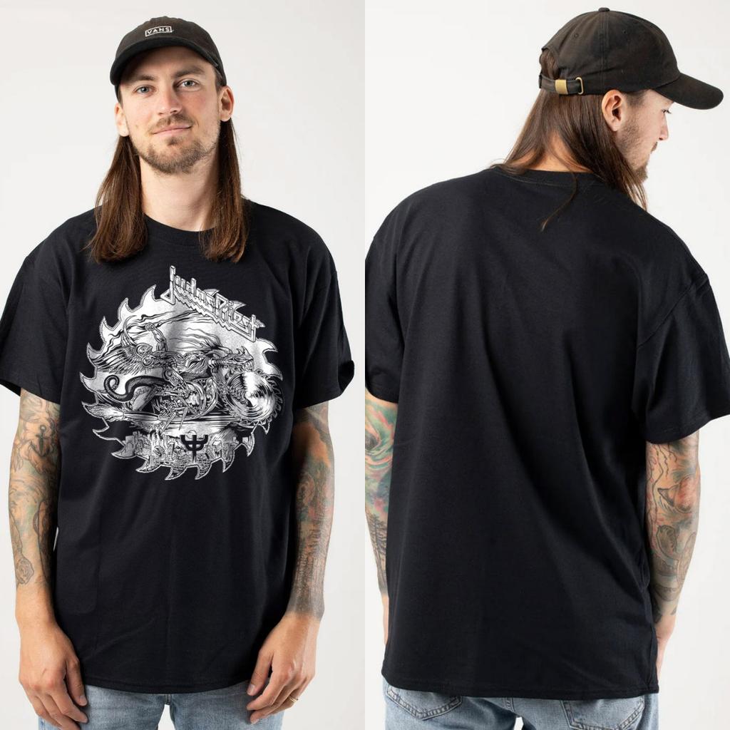 Top Judas Priest Grafik Baumwoll-T-Shirt Unisex Sommer Kurzarm Modemarke T-Shirt Luxus Freizeit Vintage T-Shirts