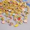 10/20/30/50pcs Cute Animal Flower Plant Charm With Hoop DIY Pendants For Jewelry Making Bracelets Anklets Enamel Charms Material