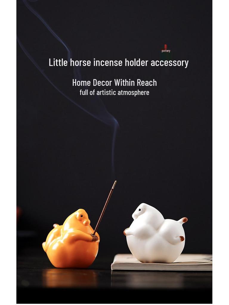 Charming Hand-Painted Pony Ceramic Aroma Burner – Little Tang Horse Incense Holder for Home Decor.