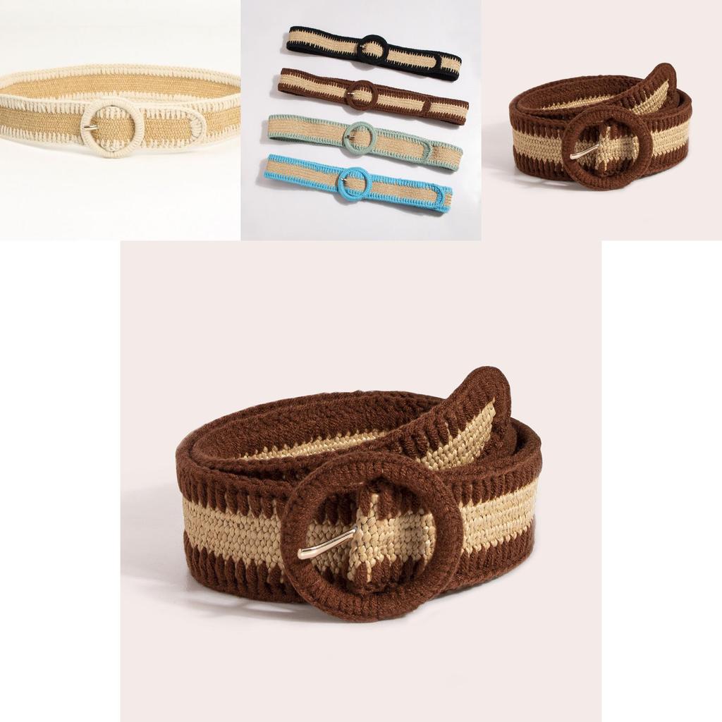 Boho Inspired Womens Stretchable Fabric Belt With Alloy Buckle For Casual Wear