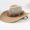 Western Cowboy Hat Men and Women Summer Breathable Sunscreen Visor Hat Big Brim Outdoor Travel Straw Top Hat
