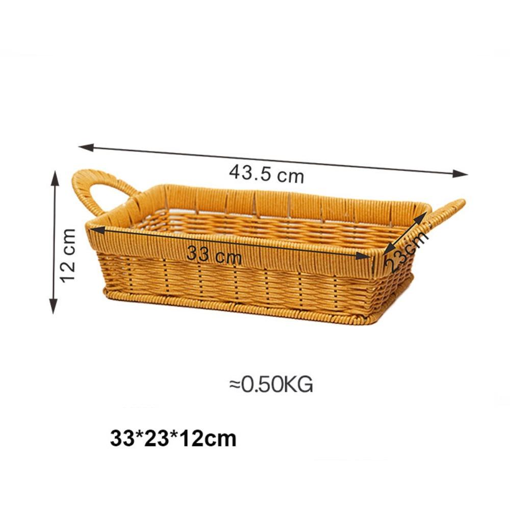 Portable Handwoven Bread Storage Basket Double Handle 6 Styles Fruit Tray Sundries Organizer Breathable Outdoor Picnic Basket