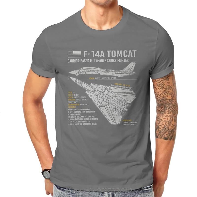 F-14 Tomcat US Navy Aircraft Plane USAF Airplane Blueprint  O Neck TShirt Top Gun Maverick Goose T-Shirt Man's Clothes Oversized