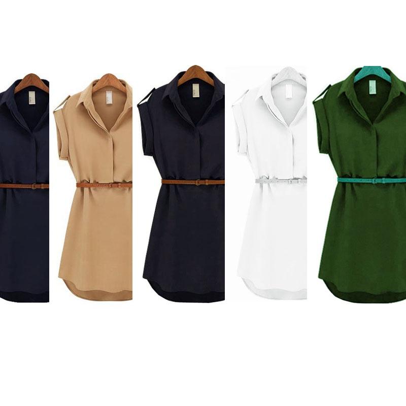 Elegant Summer Women's Shirt Dress In Chiffon With A Casual And Loose Fit