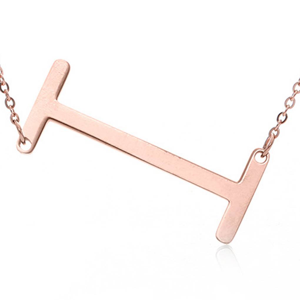 Alphabet Necklace Rose Plated Initial Letter Alphabet A - Z Choker Pendant