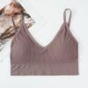 Sömlös väst för kvinnor Underkläder Enfärgad mode randig V-hals Crop Top BH Push Up BH Bekväm topp