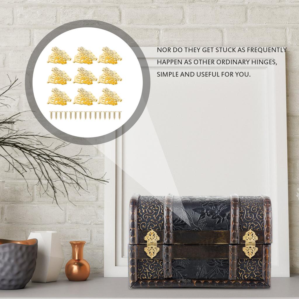 20pcs Furniture Hinges Kitchen Cabinets Decorative Mini Box Hinges Wooden Gift Vintage Design Hardware