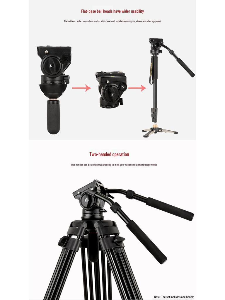Q880 Aluminum Alloy DSLR Camera Tripod with Hydraulic Pan-Tilt Head for Photography and Videography