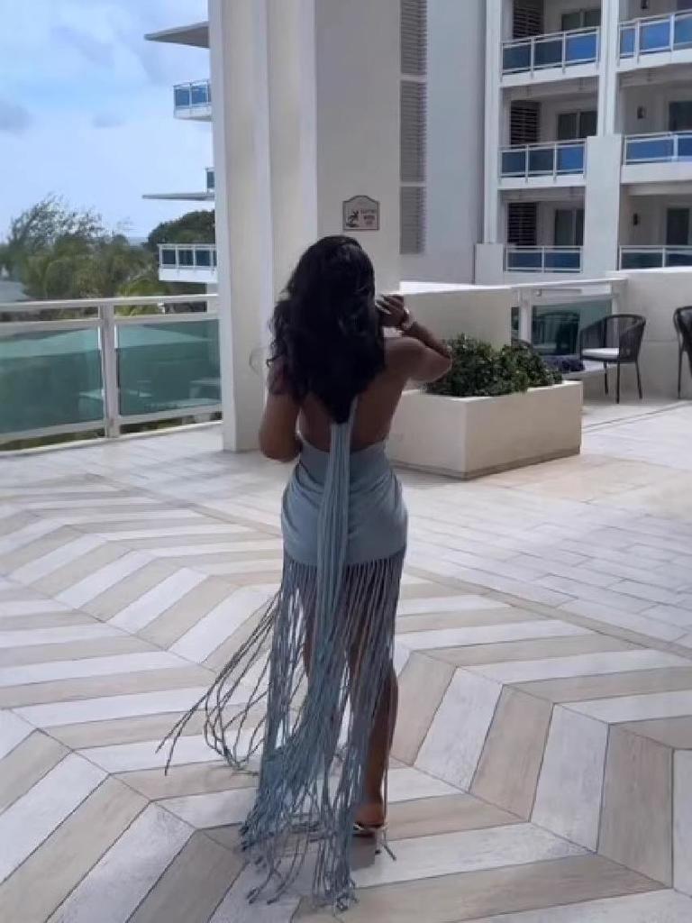 2026 European & American Style Women's Knit Backless Lace-up Tassel Maxi Halter Dress