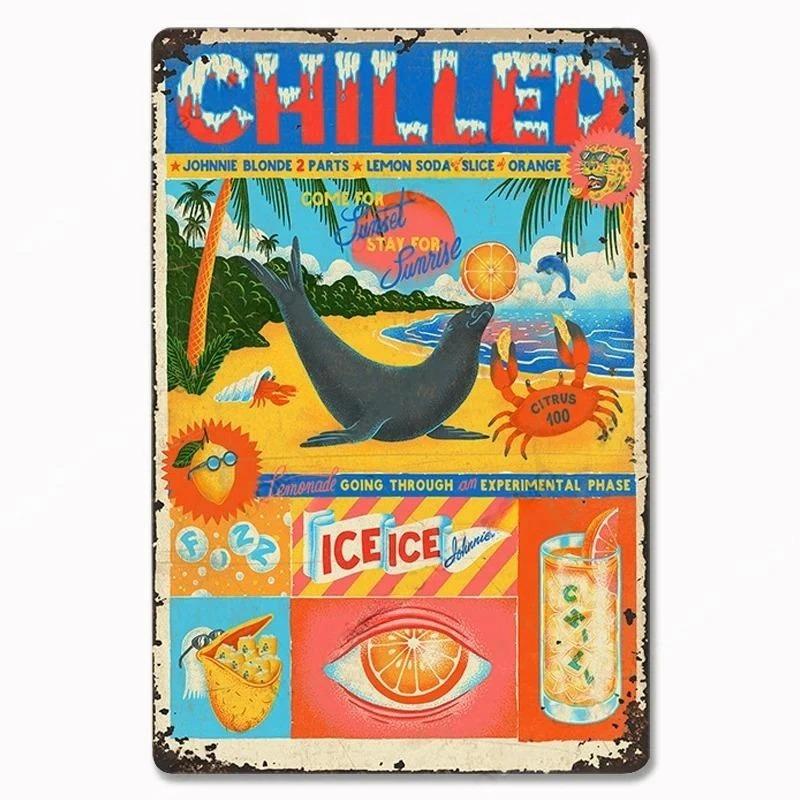 Vintage Metal Tin Signs Poster Hawaii Beach Party Poster Surfing Paradise for Beach Bar Cafe Club Home Room Wall Decor