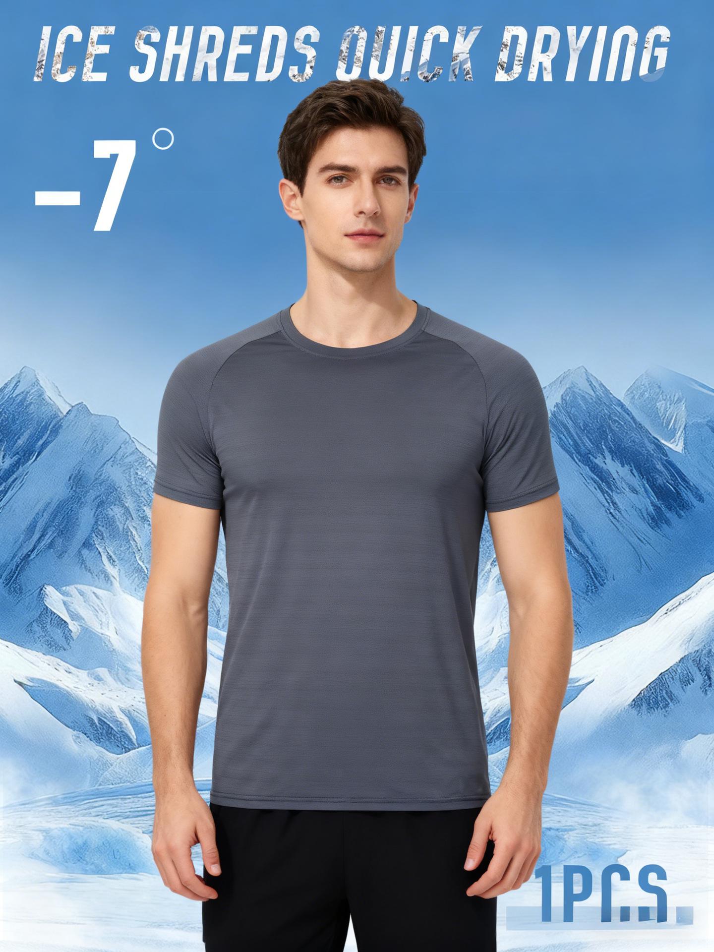 Men s Quick-Dry Ice Silk Sports T-Shirt - Breathable Short Sleeve Running Fitness Base Layer S 1150₽