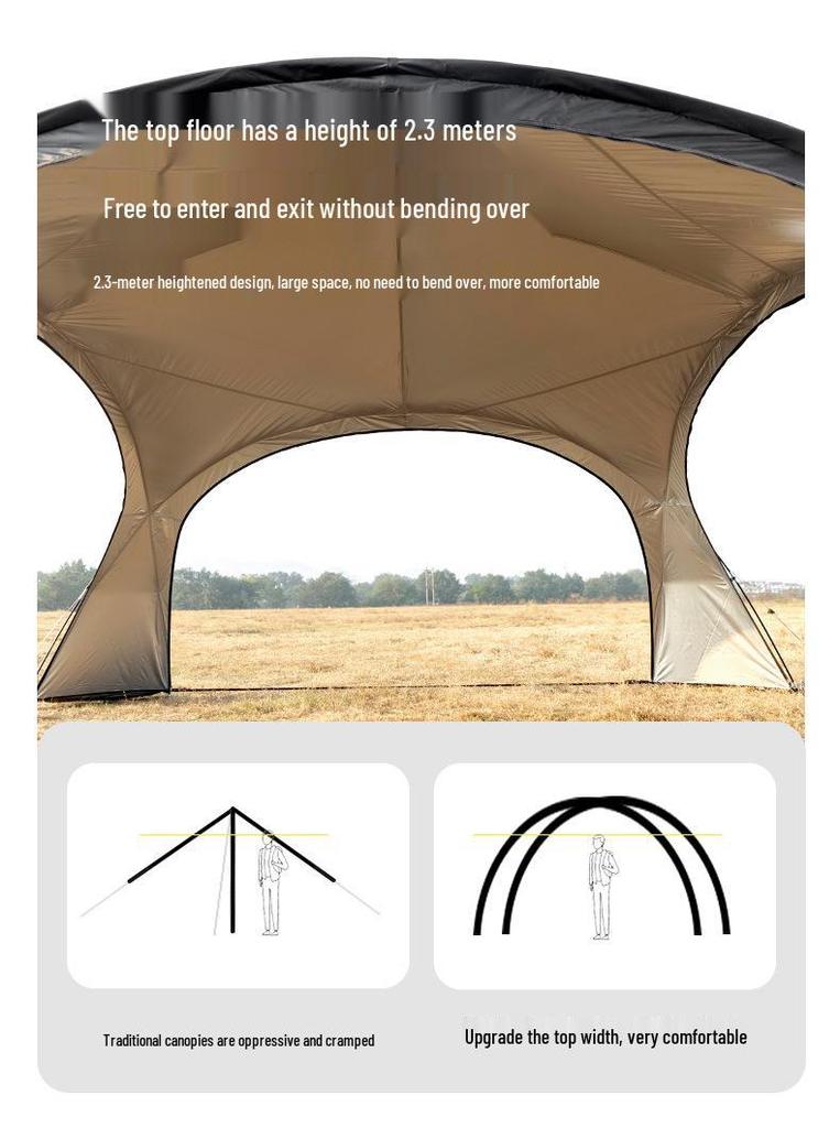 Mountain Guest Silver-Coated Dome Canopy: Upgraded Zipper Tent & Sun Shelter, Large Outdoor Camping Yurt with Sun Protection.