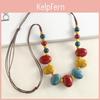 Style Handmade Bohemian Vintage Colorful Adjustable Length Ceramic Long Necklace For Women
