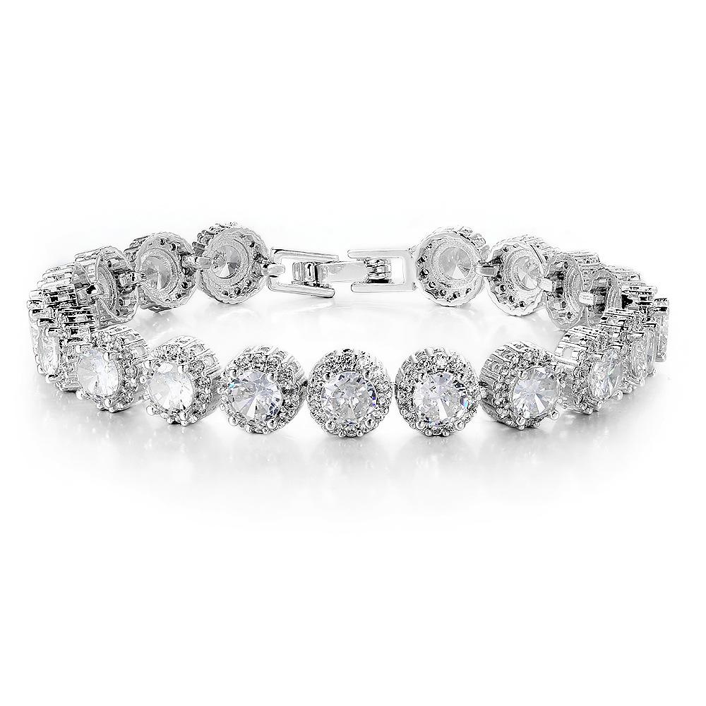 Тяжелая промышленность Полный бриллиант Круглый циркон Складная застежка Браслет, Стиль Женские трендовые украшения