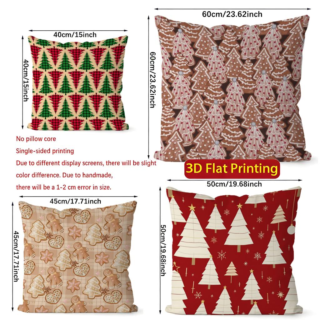 Christmas Themed Throw Pillow Covers Pattern Cushion Cover Suitable for Sofa Bedroom Car Pillow Cover