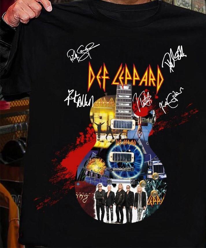 

Спасибо меморис гитара Def leppard унисекс Хлопок Черный Мужчины Все размеры Футболка A319 Унисекс Футболка XL