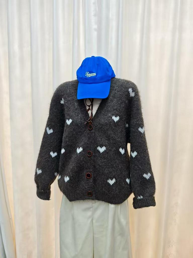 Korean Dongdaemun Women's Cozy Winter '25 Thick Knitted Cardigan Sweater