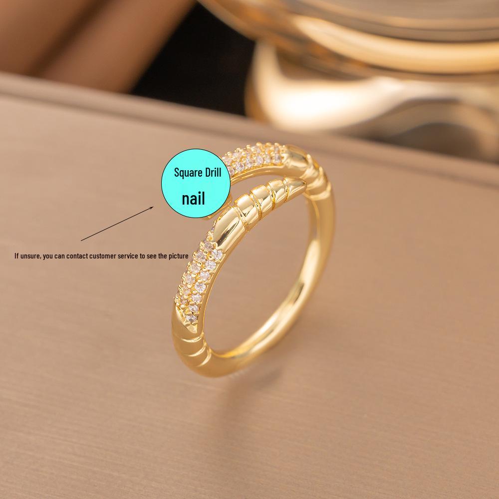 Micro-Inlaid Zircon Fashion Open Ring - Adjustable Luxury Index Finger Jewelry for Women