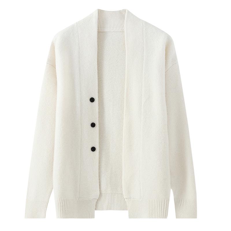 Gruby wełniany kardigan męski - Jednolity kolor, Duży rozmiar, Sweter dzianinowy casual