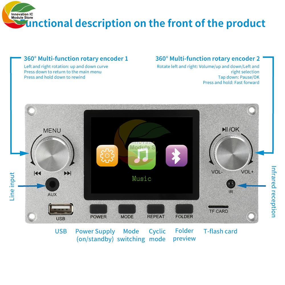 2.8 Inch TFT Color Screen Lossless Audio Decoding Board Module Amplifier Audio Player DC 5-12V Car FM Radio Module