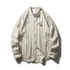 Japan Fashion Retro Designer Stripe Shirts Men's Long Sleeve Spring and Autumn Outerwear Export Men's Cotton Casual Shirt