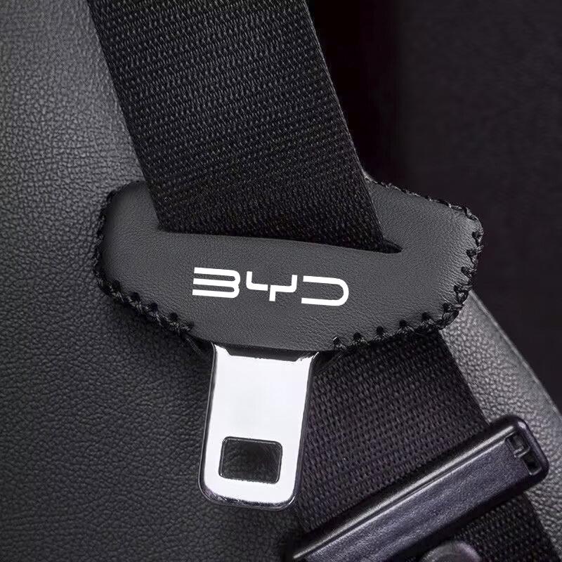 2pcs Car Seat Belt Buckle Cover Leather Protector Anti-collision Case For BYD Atto 3 Act 3 Tang F3 E6 Yuan plus Song plus ev f0