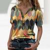 Fashion Women's Summer Printed Short Sleeve V- Neck Collar T-Shirt Tops