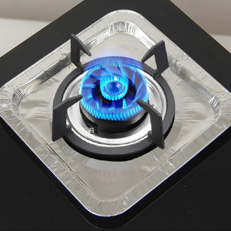 Pack of 10 Tin Stove Liners Oil Proof Covers Gas Stove Liners for Gas Burners Ensuring a Clean Cooking Environment