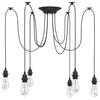 Hanging Lamp With 6 E27 Bulb Holders Black Metal