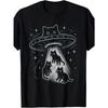 European Sizes Funny Cat UFO Cute Kitty Space Spaceship Alien Aesthetic T-Shirt | Men'S Casual Short Sleeve, Comfortable Fit, Playful Print