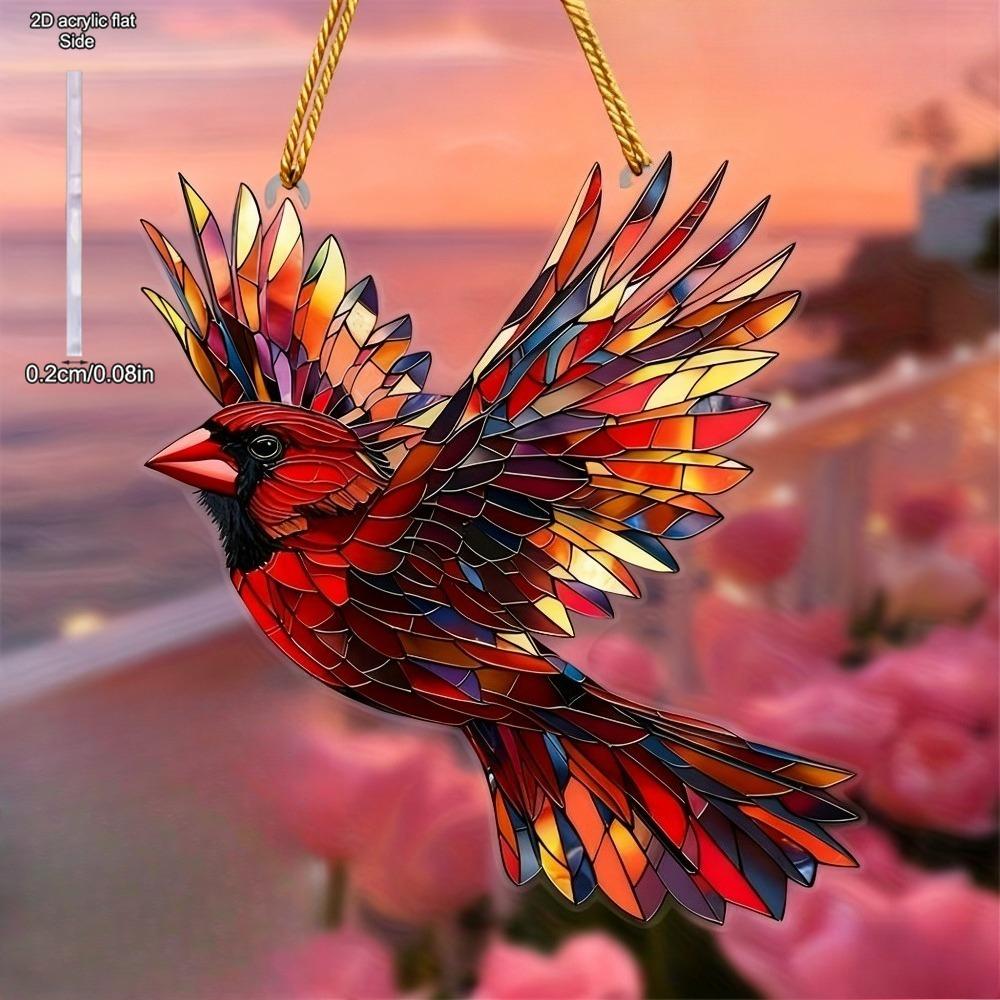 Colorful Cardinals Sun Catcher Acrylic Ornamen Sign, Nurseries, Vintage Home Decor Wall for Bar Kitchen, Restaurant Shop Wall Decor, Farmhouse Lake Li