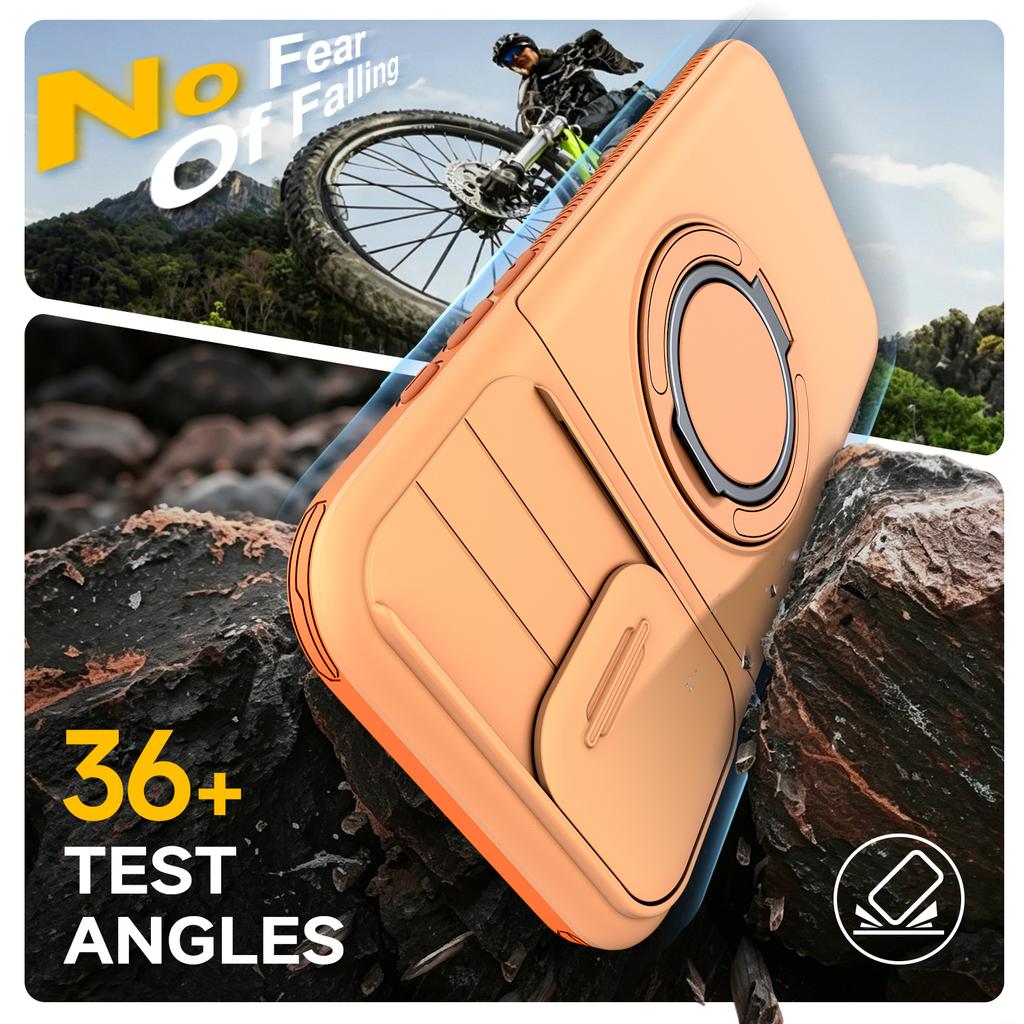 Case For iPhone 17 16 12 13 14 15 Pro Max Plus 16e 17e Cover Slide Lens Protective With Card Magnetic Ring Holder Armor Fundas