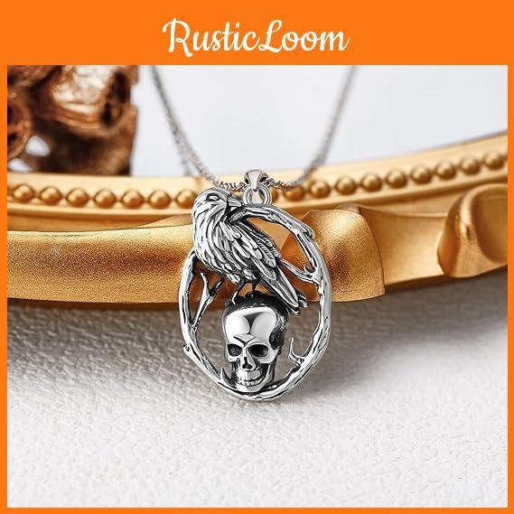 Necklaces Gothic Skull With Vintage Finish And Crow Shape Design For Halloween