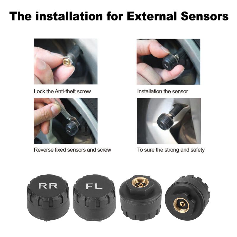 Android Navigation Alarm System Tire Pressure Monitoring System Wireless Transmission TPMS With 4 Sensors USB Android Car TPMS